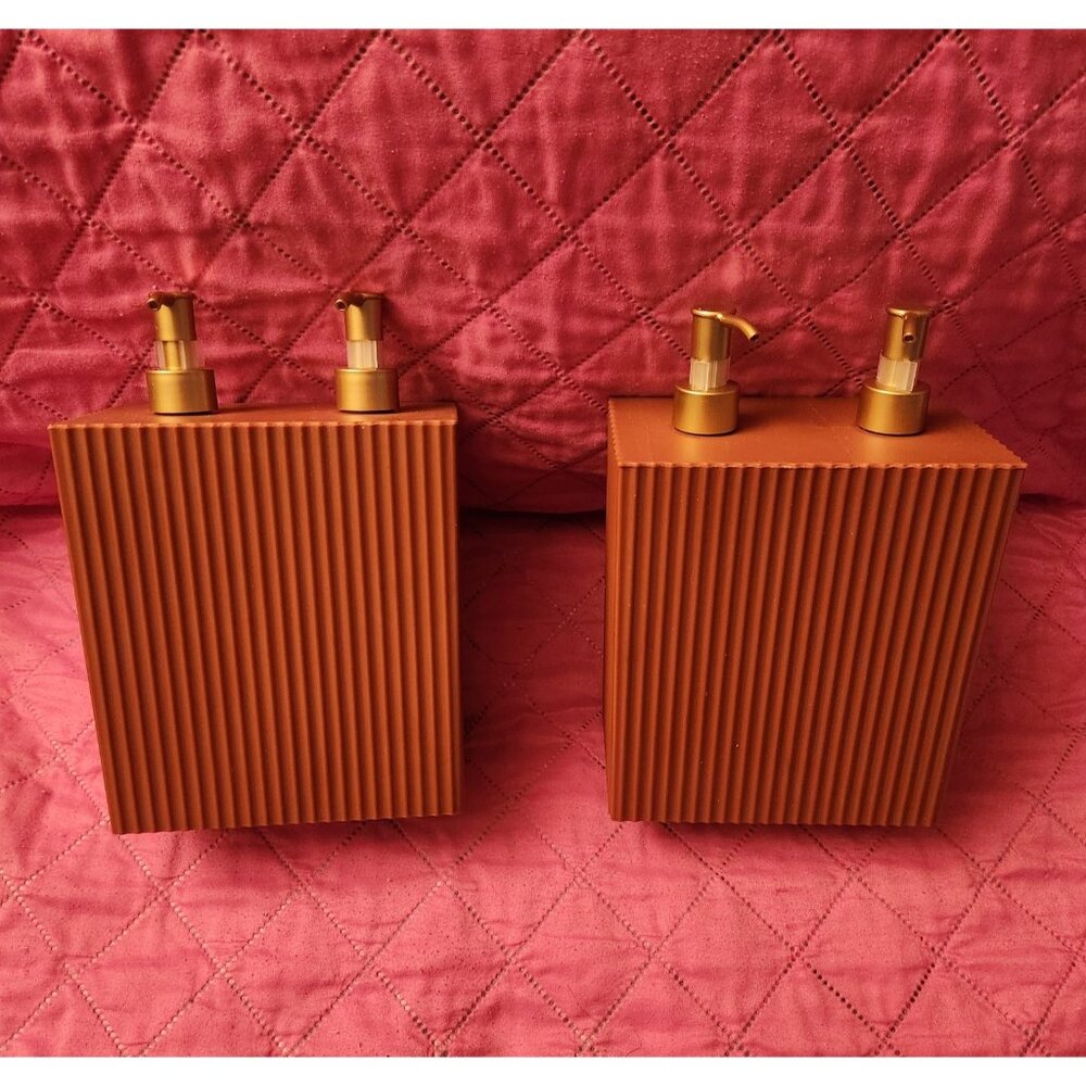 Burnt Orange 2 In 1 Double Pump Bottles Set of 2 NWT